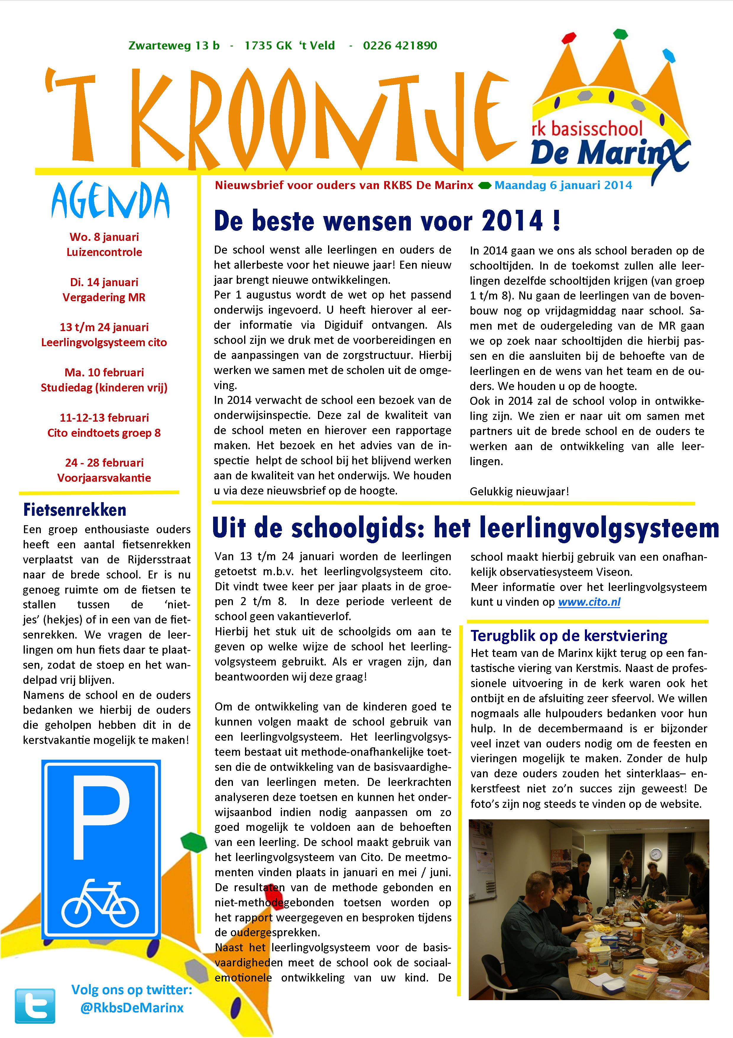 Nieuwsbrief ’t Kroontje 6 januari 2014
