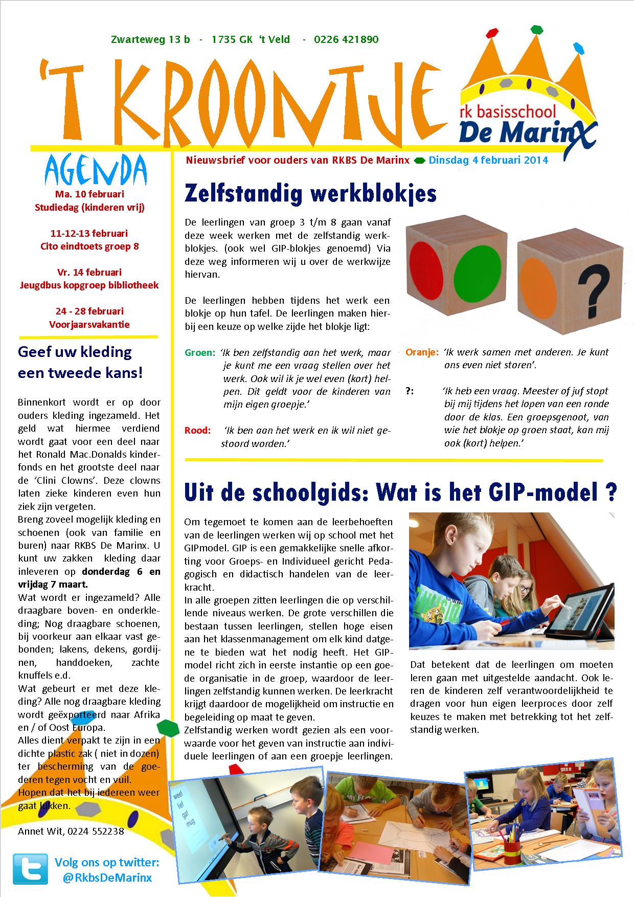 Nieuwsbrief ’t Kroontje 4 februari 2014