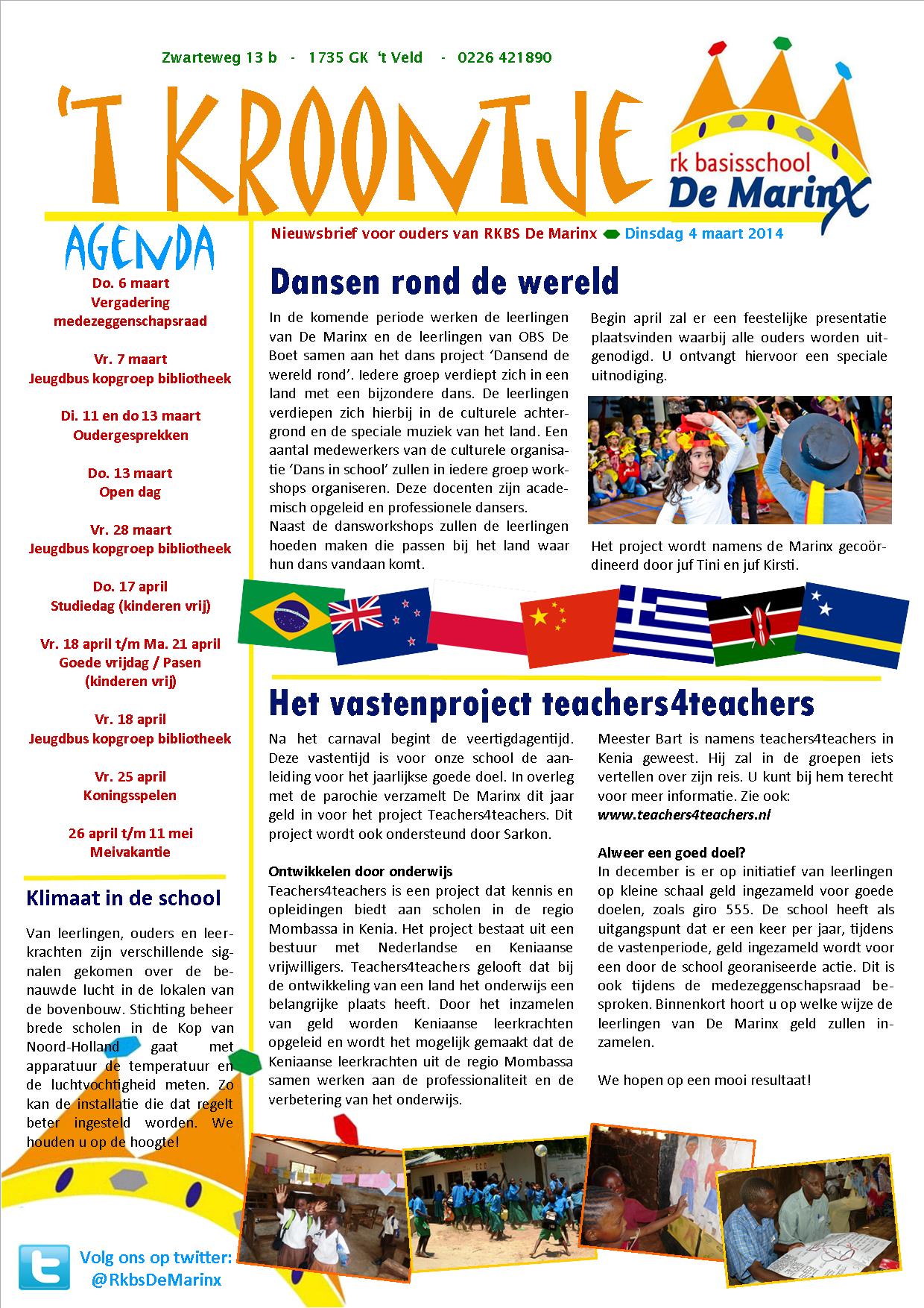 Nieuwsbrief ’t Kroontje 4 maart 2014