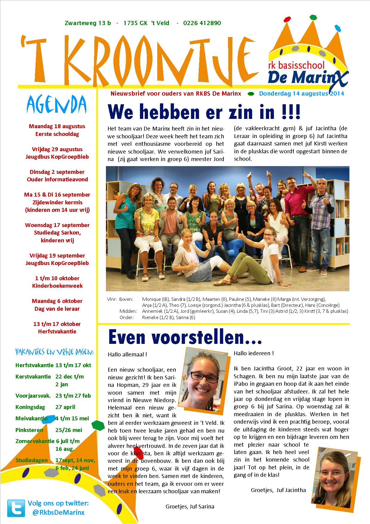 Nieuwsbrief ’t Kroontje 14 augustus 2014