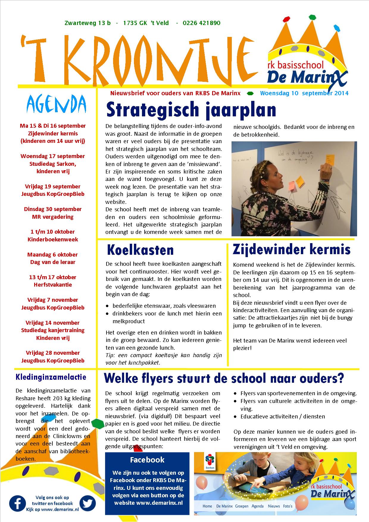 Nieuwsbrief ’t Kroontje 10 september 2014