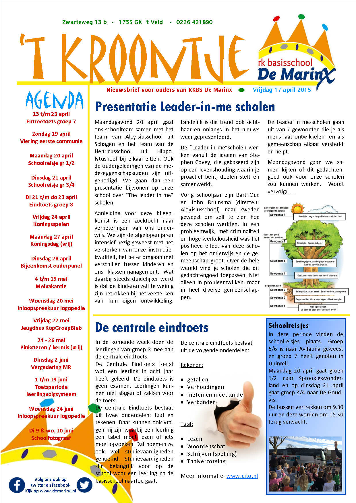 Nieuwsbrief 't Kroontje 17 april 2015