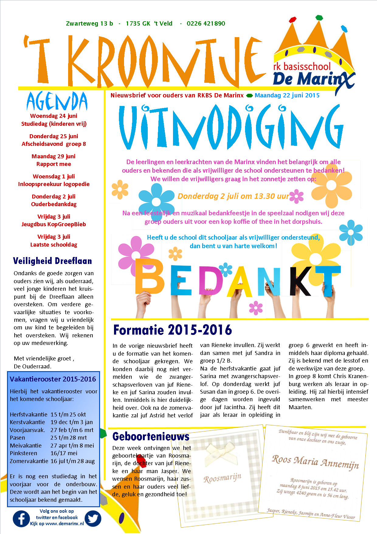 Nieuwsbrief 't Kroontje 22 juni 2015