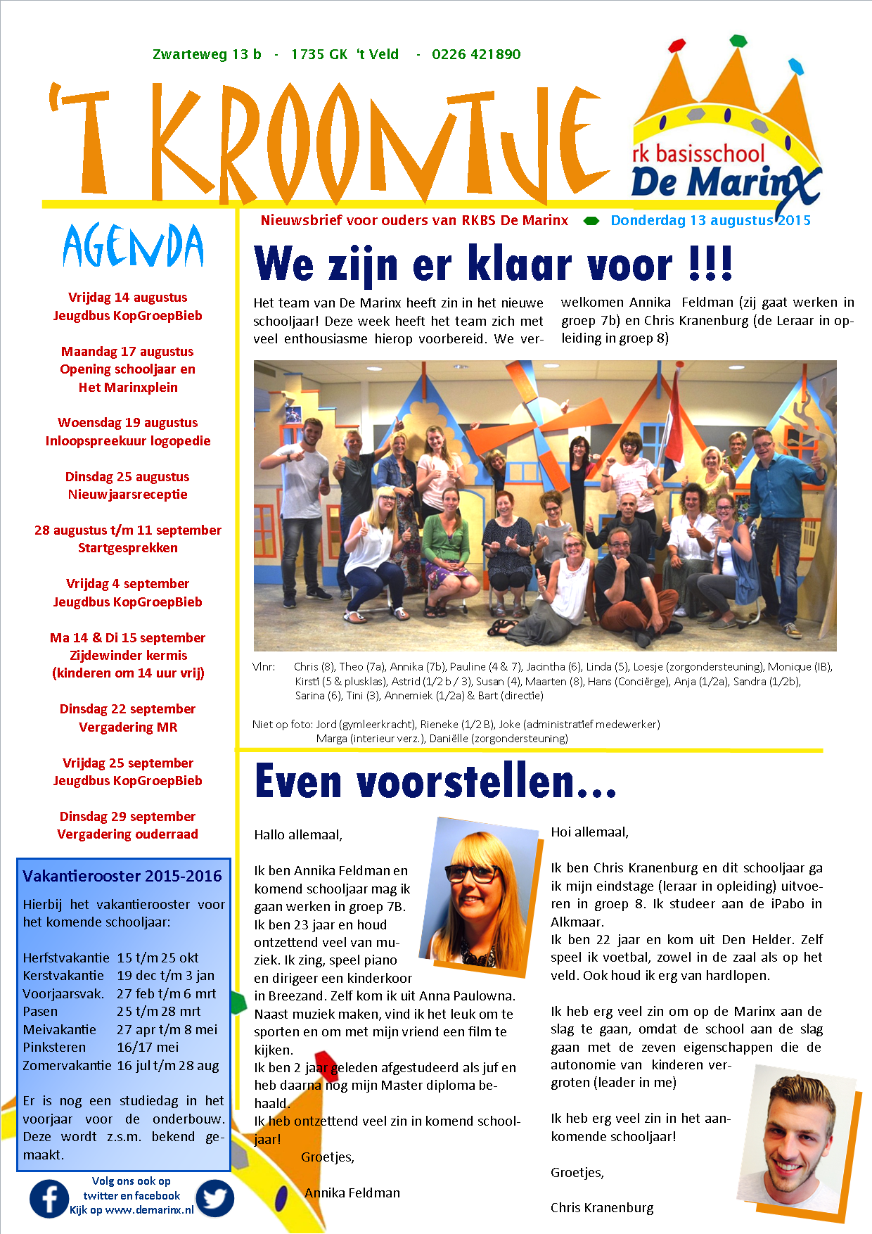 Nieuwsbrief 't Kroontje 13 augustus 2015