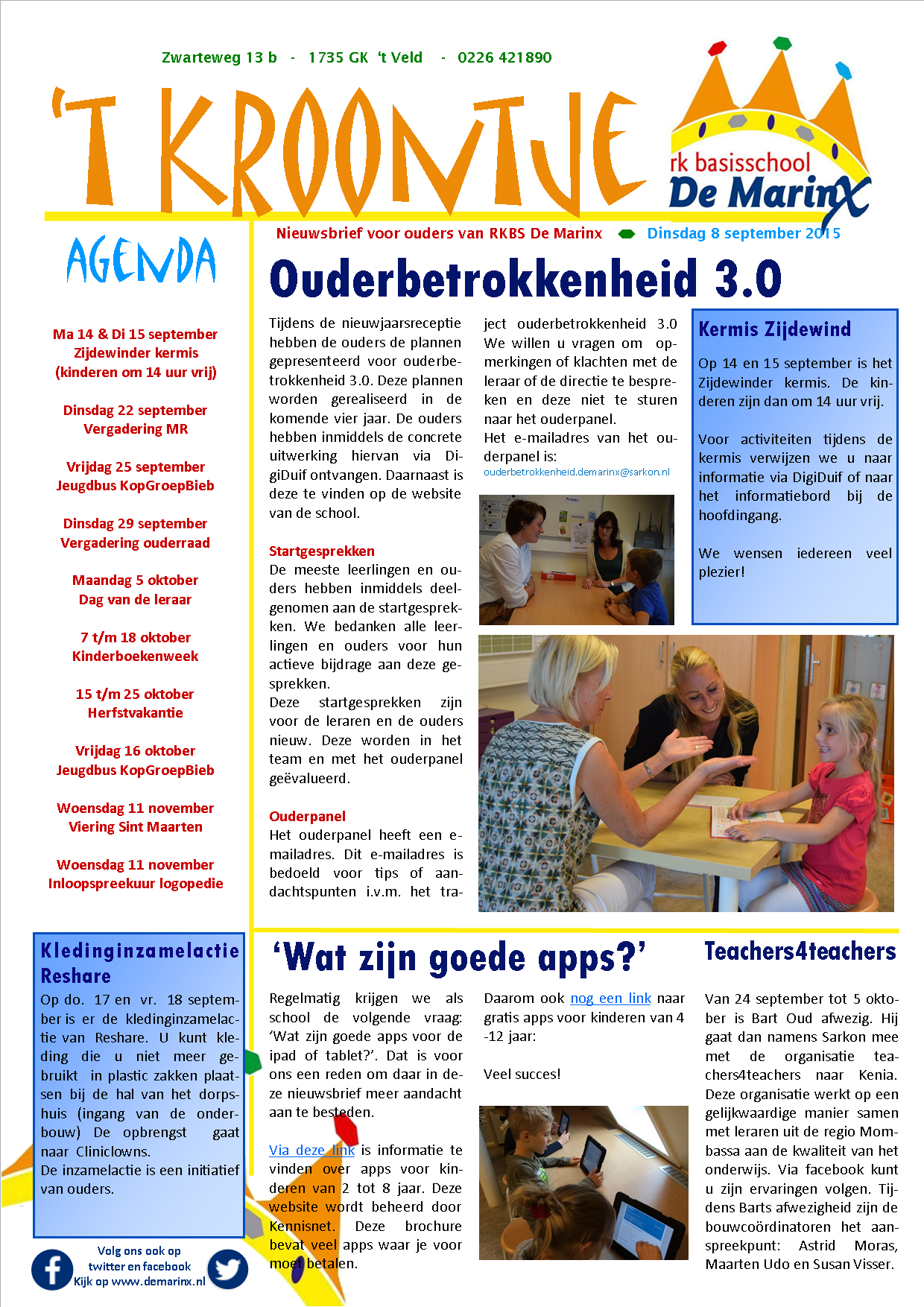Nieuwsbrief 't Kroontje 8 september 2015