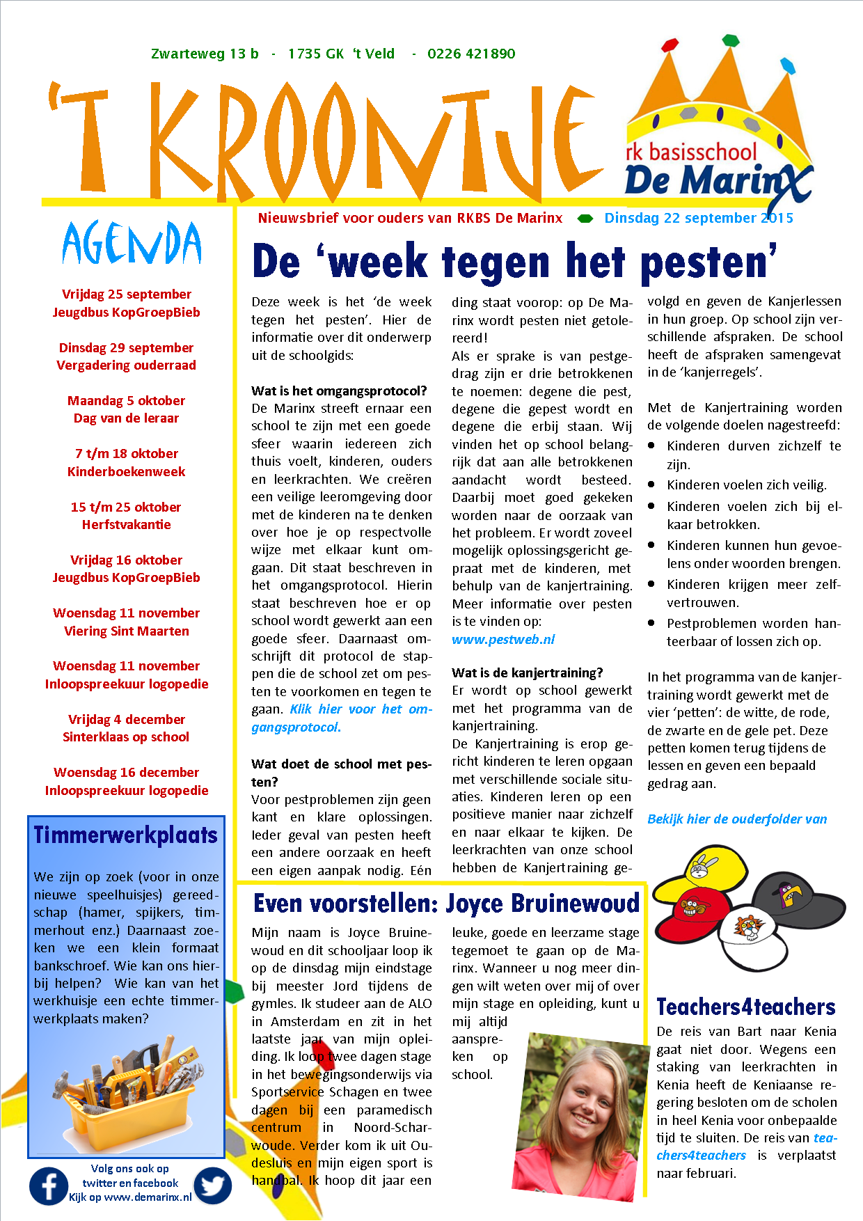 Nieuwsbrief 't Kroontje 22 september