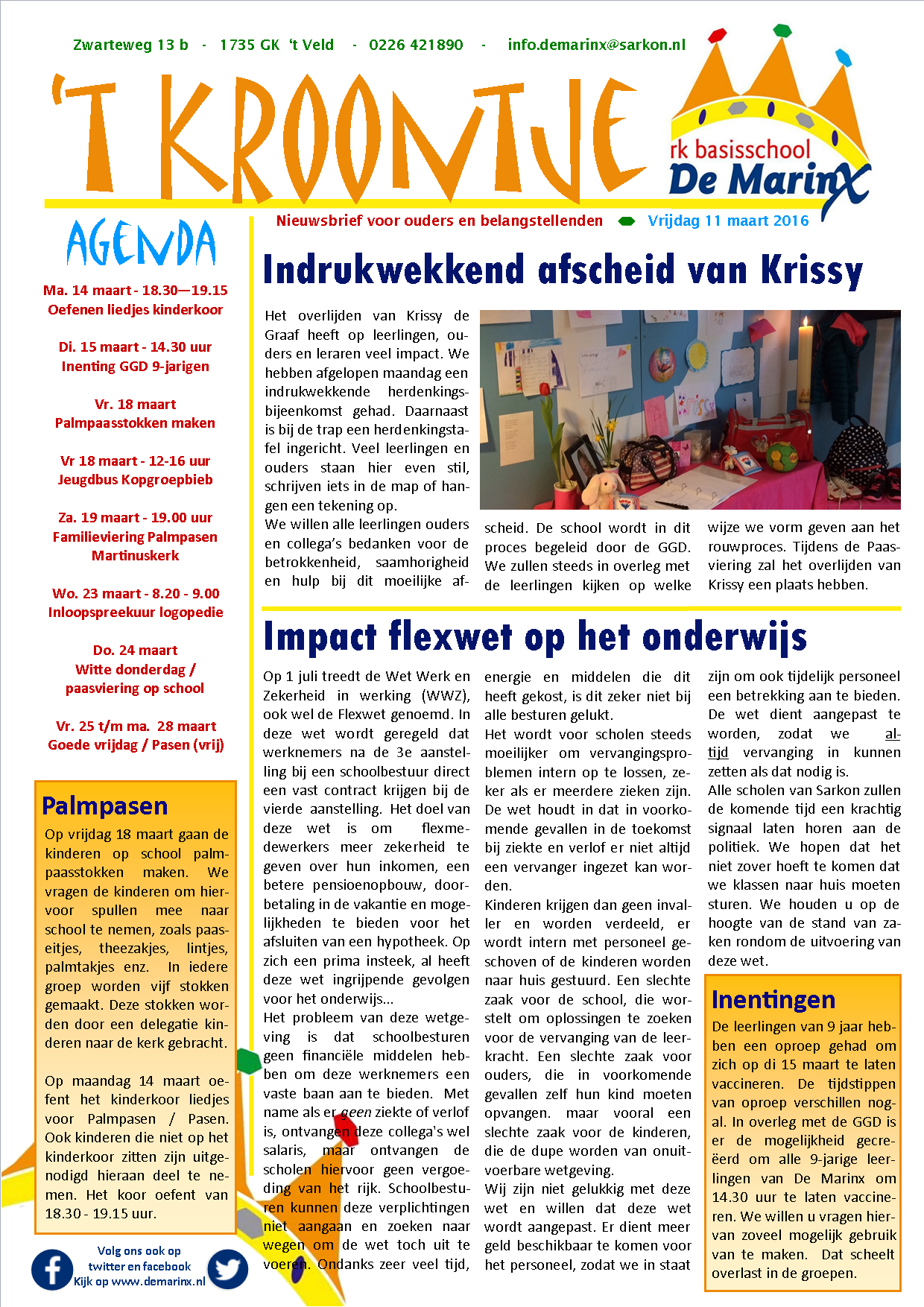 Nieuwsbrief 't Kroontje 11 maart 2016