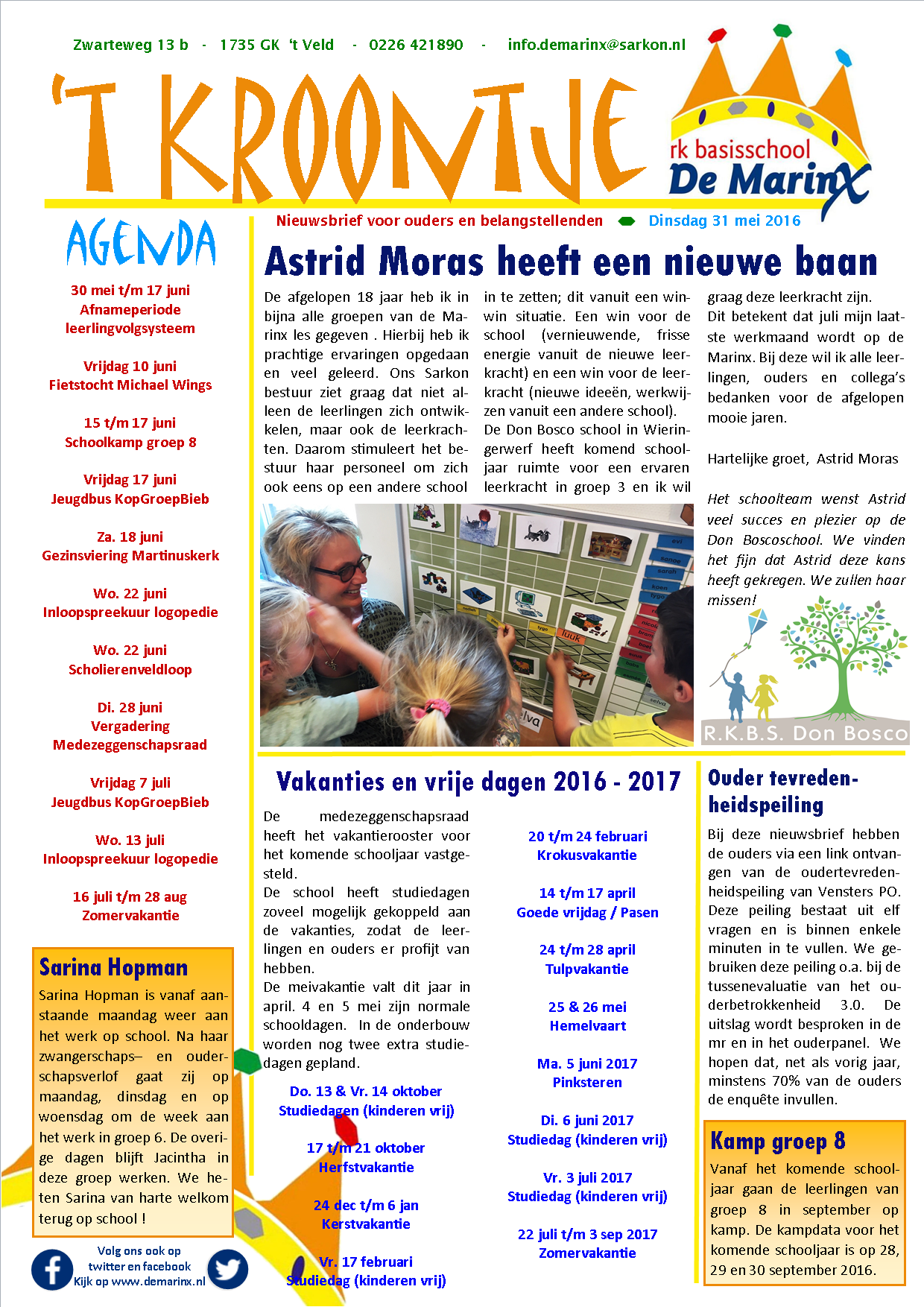Nieuwsbrief 't Kroontje 31 mei 2016