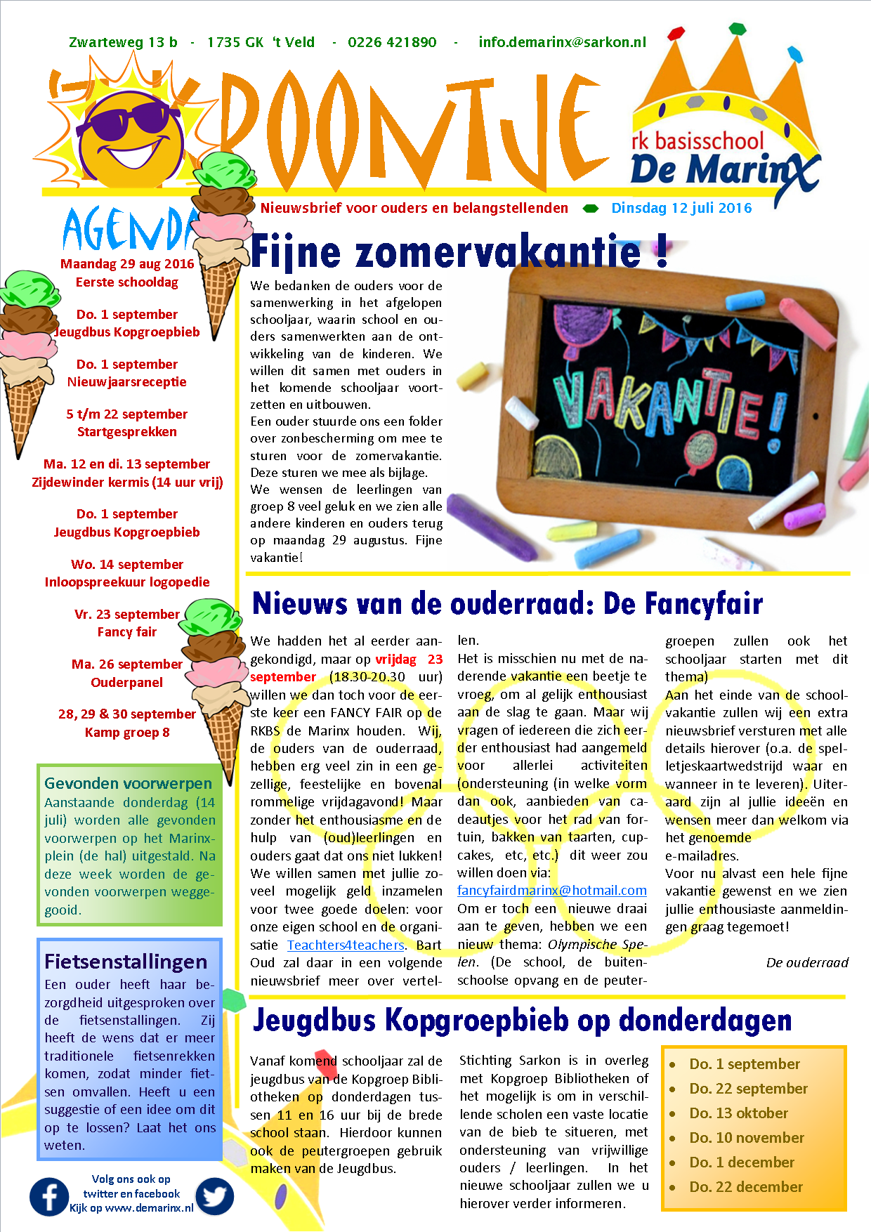 Nieuwsbrief 't Kroontje 12 juli 2016