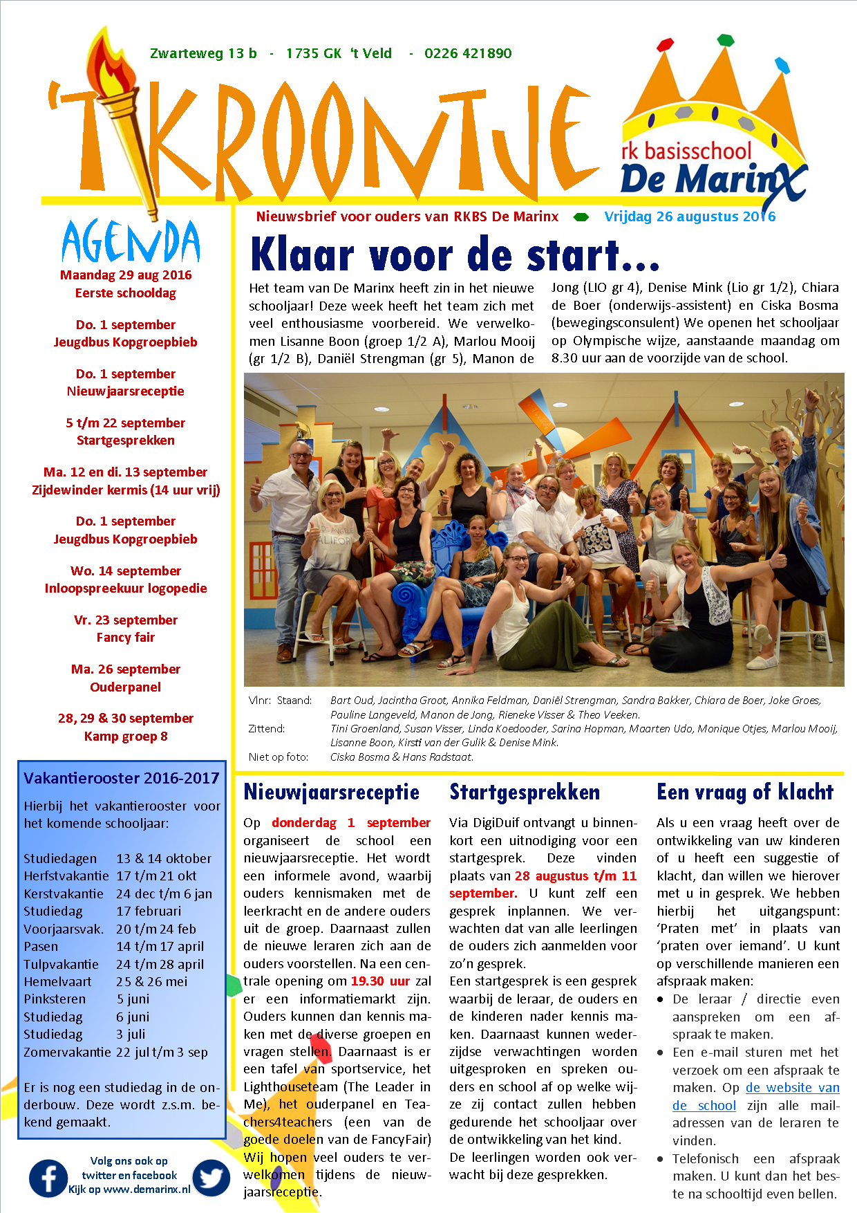 Nieuwsbrief 't Kroontje 26 augustus 2016