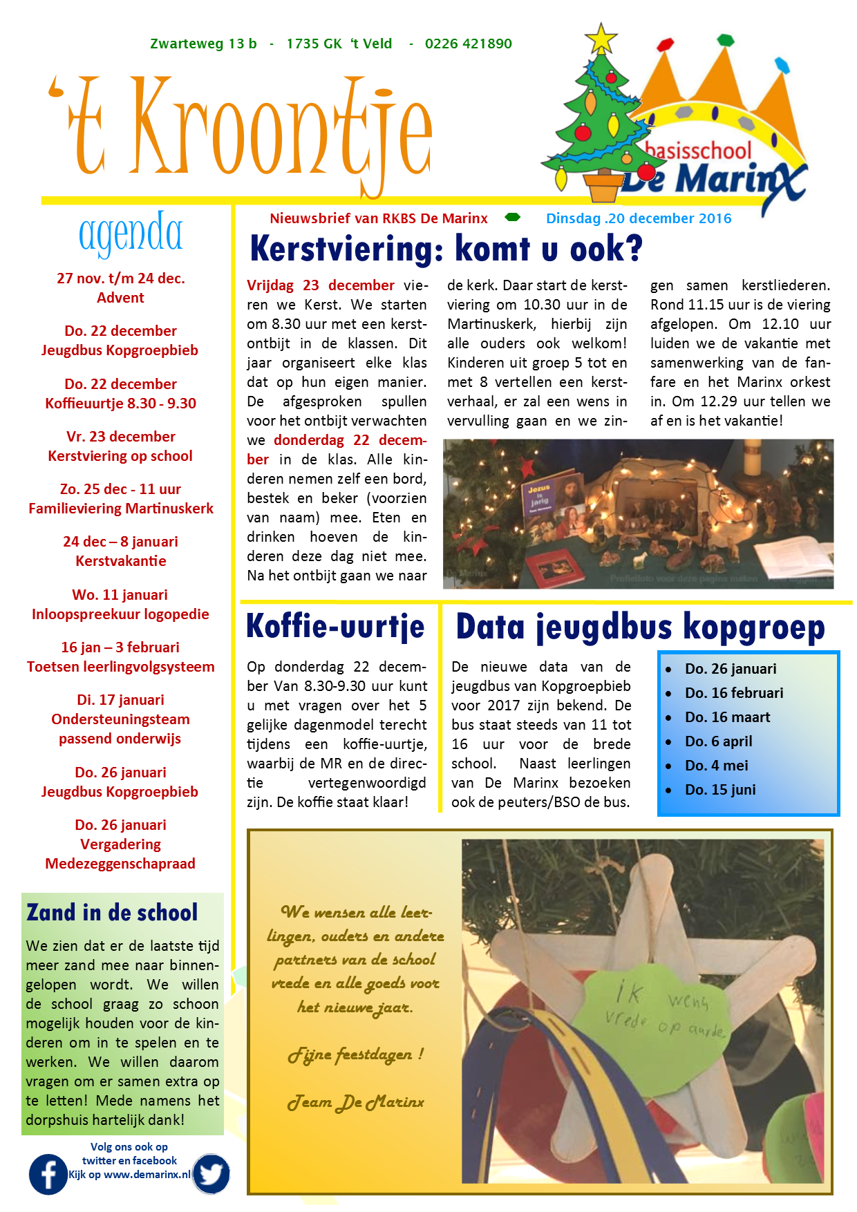 Nieuwsbrief 't Kroontje 20 december 2016