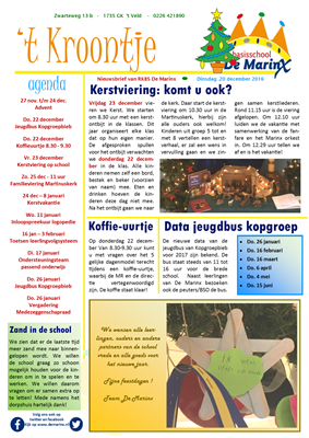 2016-12-20 Nieuwsbrief 't Kroontje