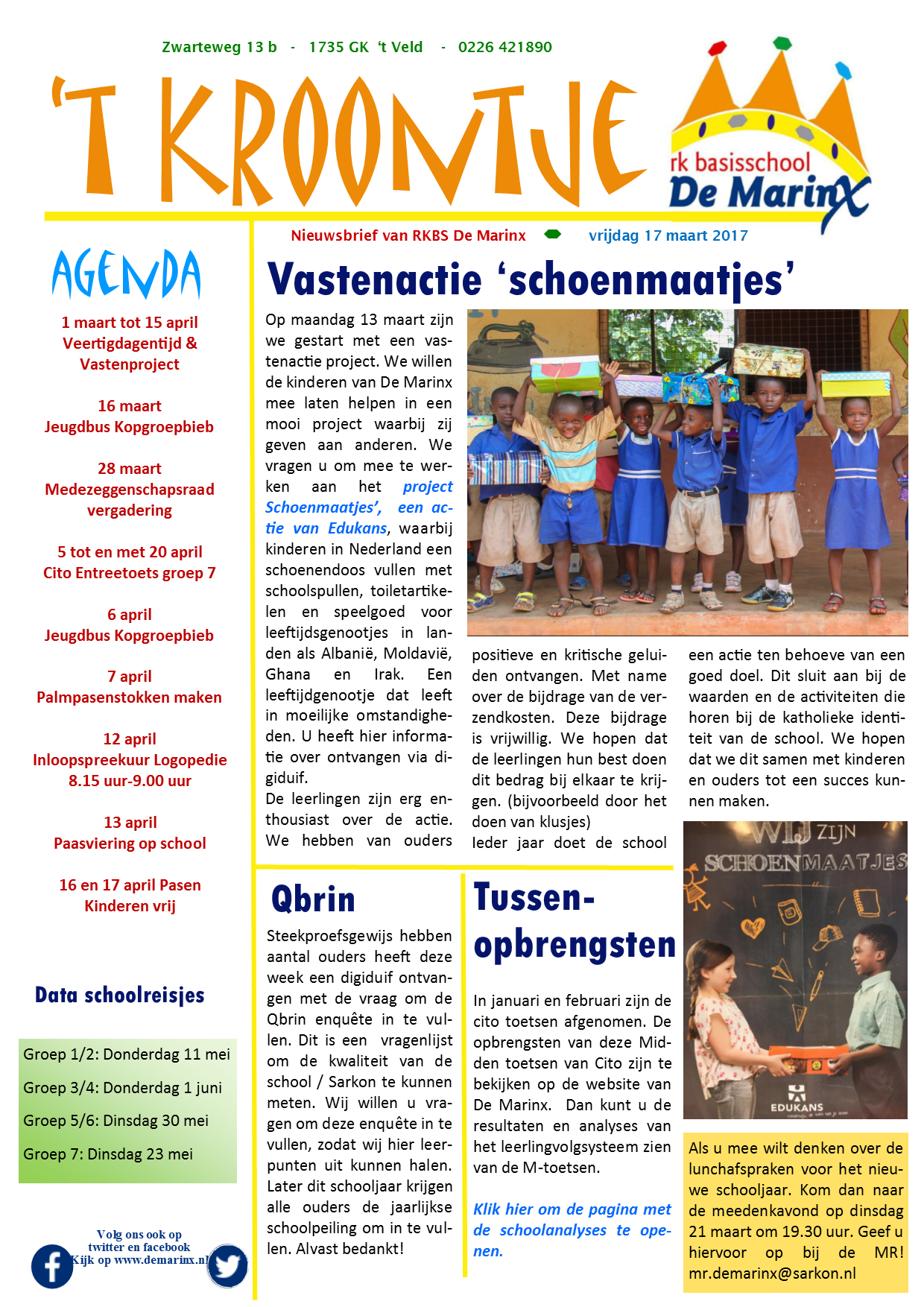 Nieuwsbrief 't Kroontje 17 maart 2017