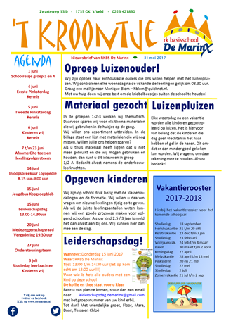 2017-05-31 Nieuwsbrief &#39;t Kroontje