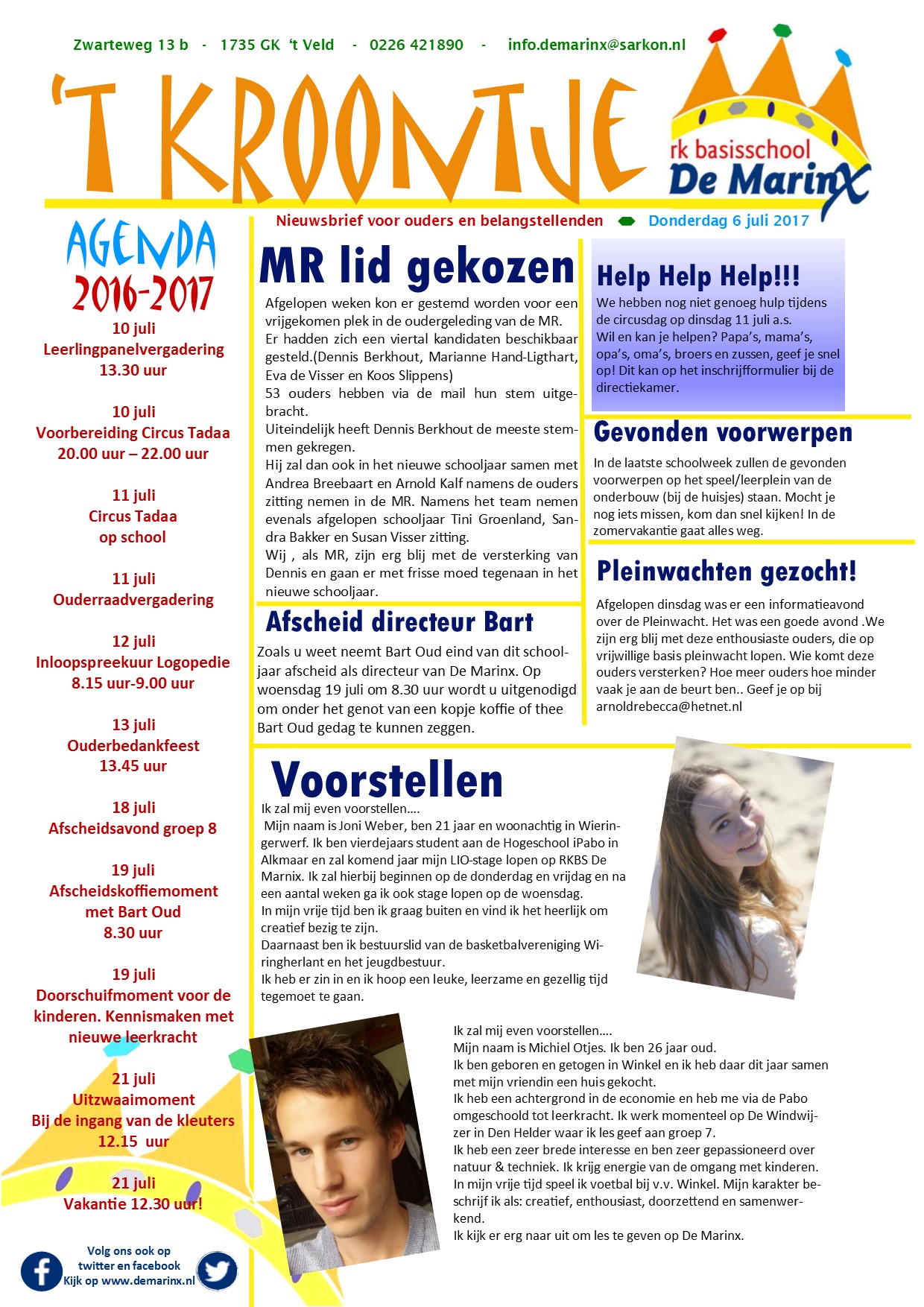 Nieuwsbrief 't Kroontje 6 juli 2017