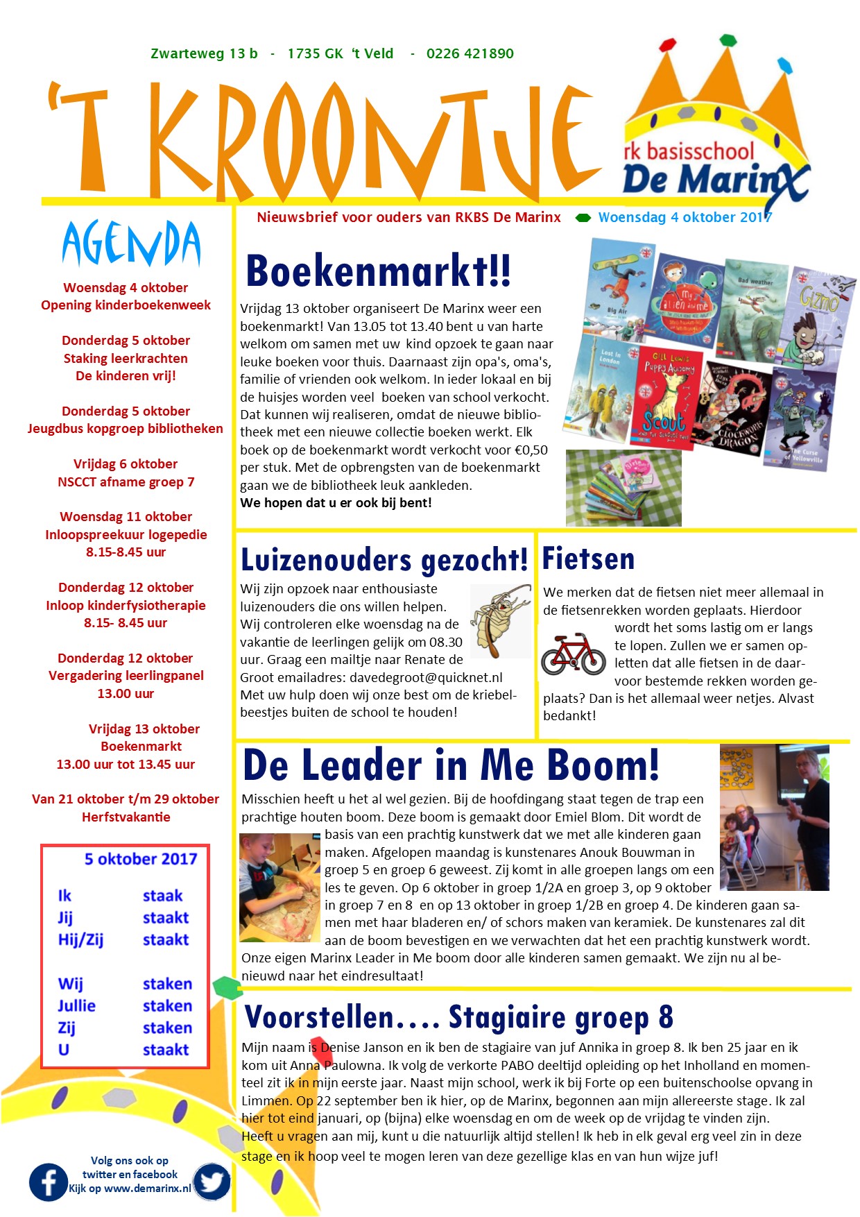 Nieuwsbrief 't Kroontje 4 oktober 2017