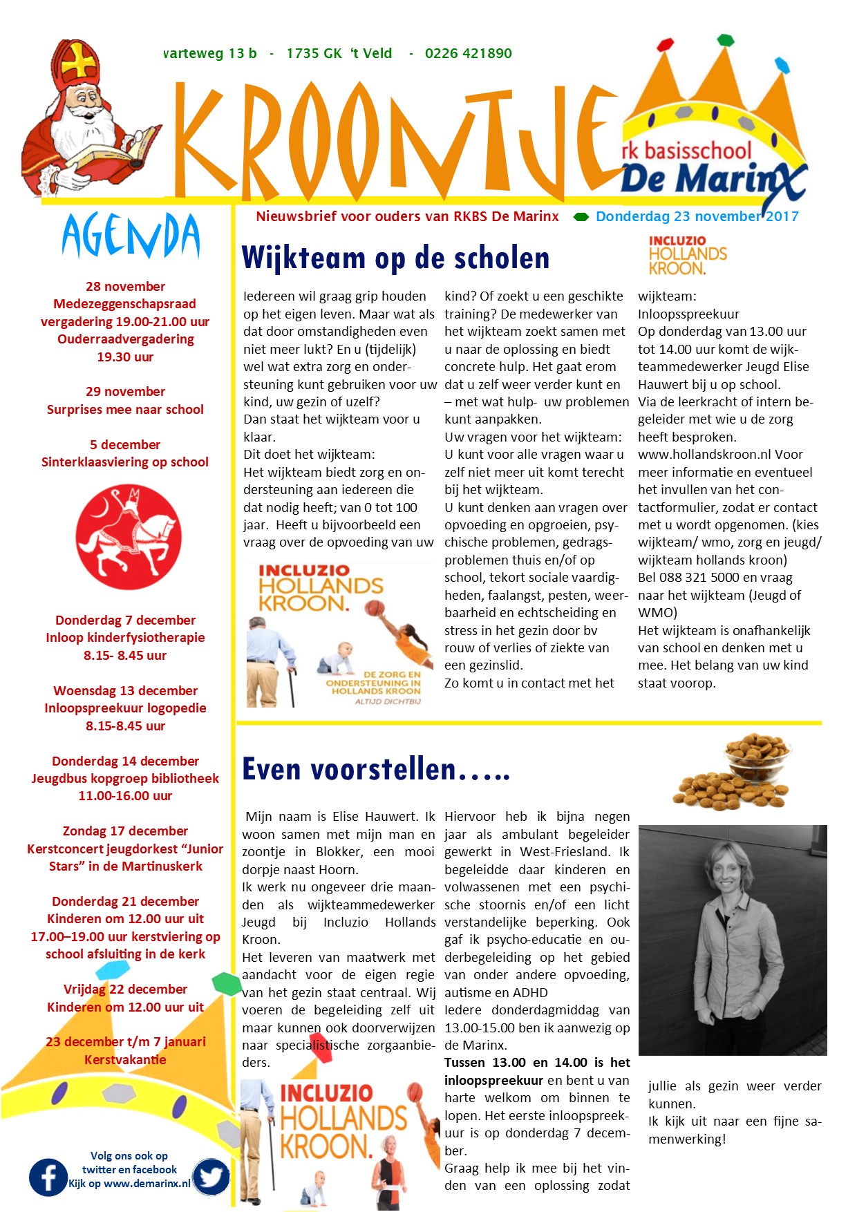 Nieuwsbrief 't Kroontje 23 november 2017