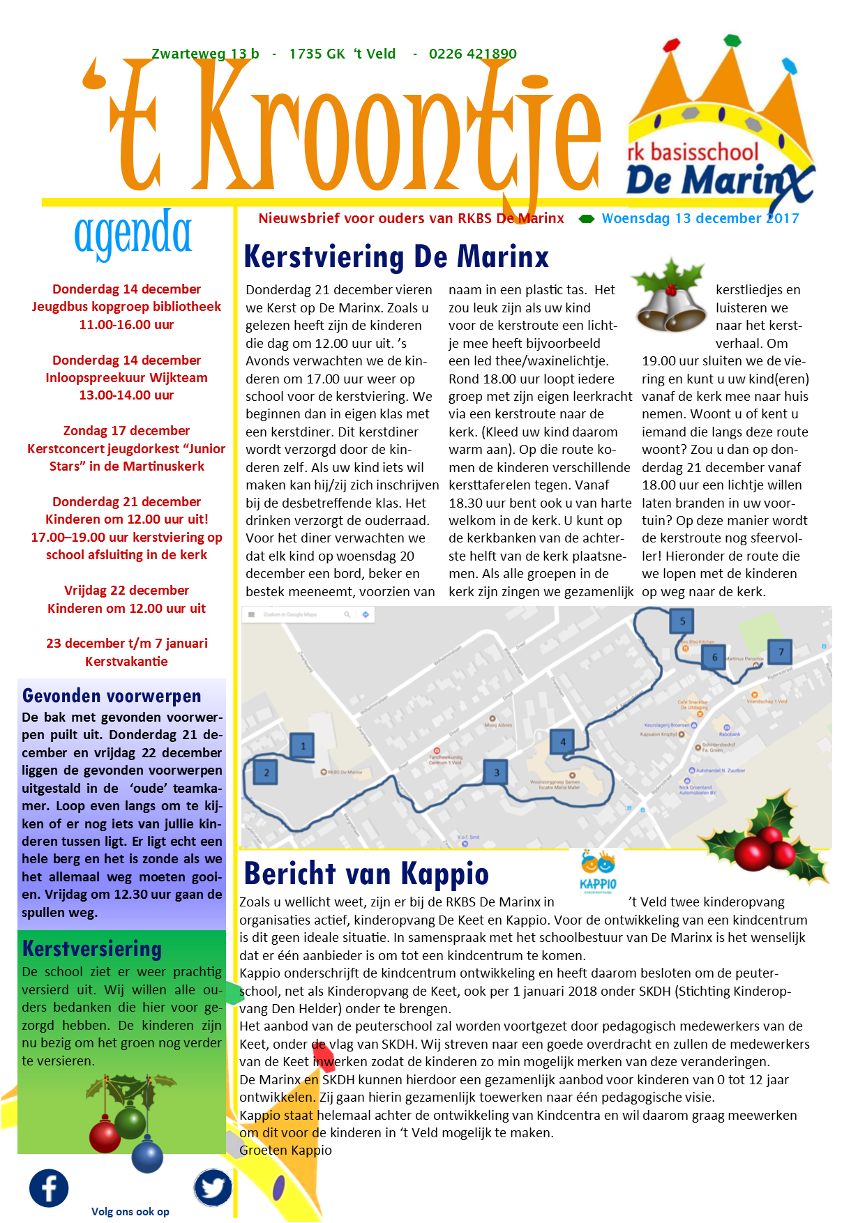 Nieuwsbrief 't Kroontje 13 december 2017