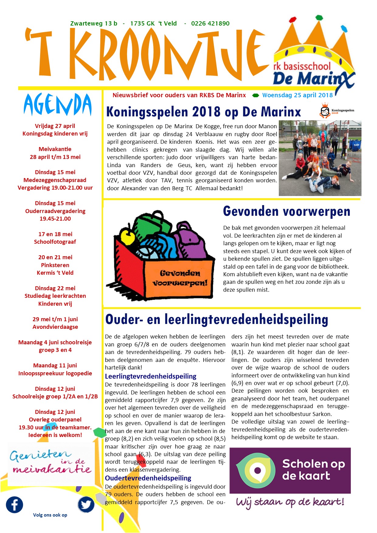 Nieuwsbrief 't Kroontje 25 april 2018