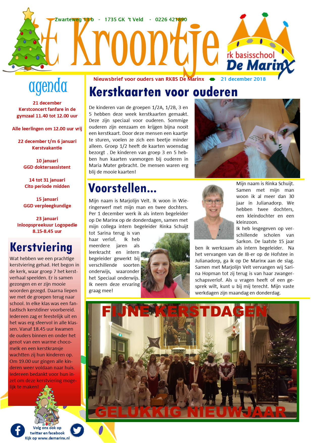 Nieuwsbrief 't Kroontje 21 december 2018