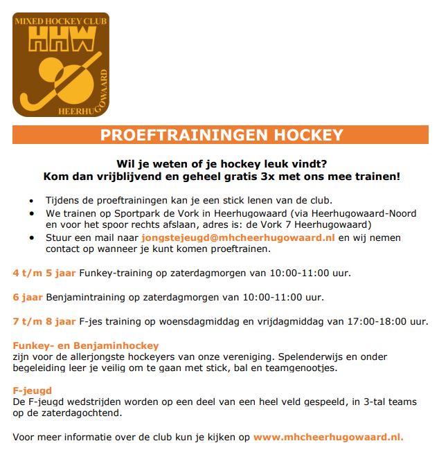 Proeftrainingen Hockey