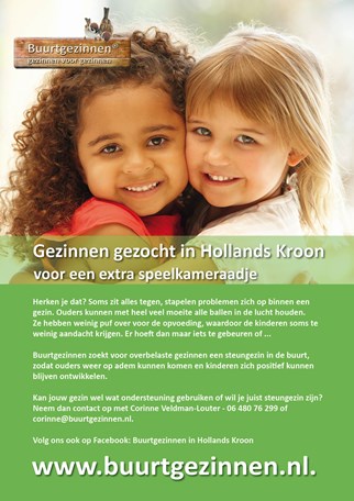 A4 poster gezinnen gezocht voor extra speelkamaraadje voor Hollands Kroon