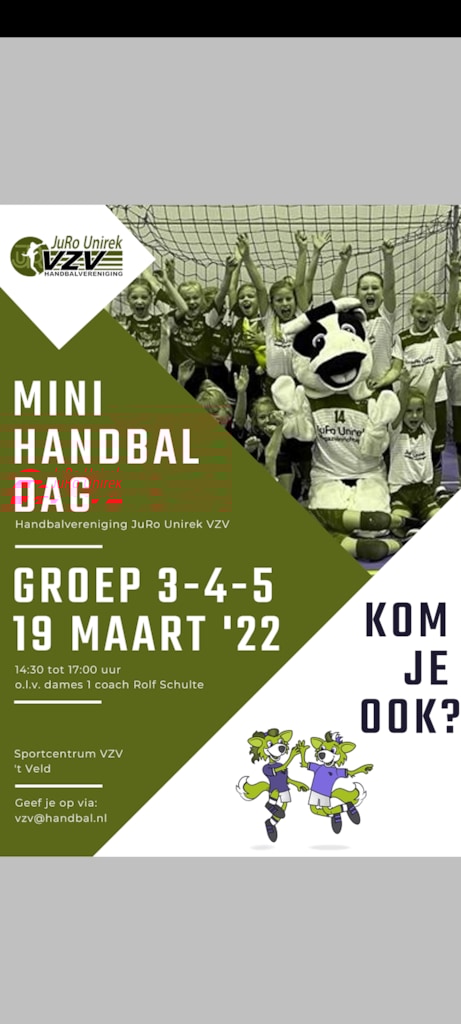 Mini handbal dag 19 maart