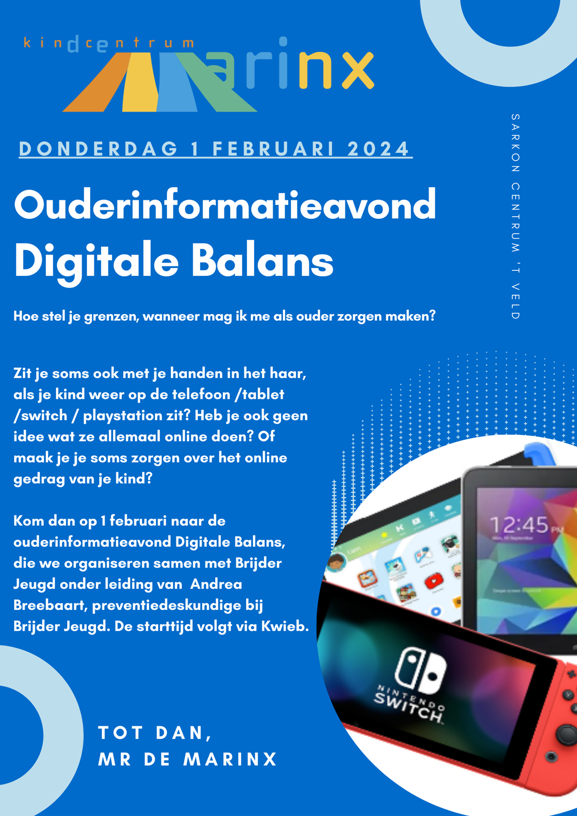 Ouderinformatieavond 1 februari Kindcentrum De Marinx Digitale Balans