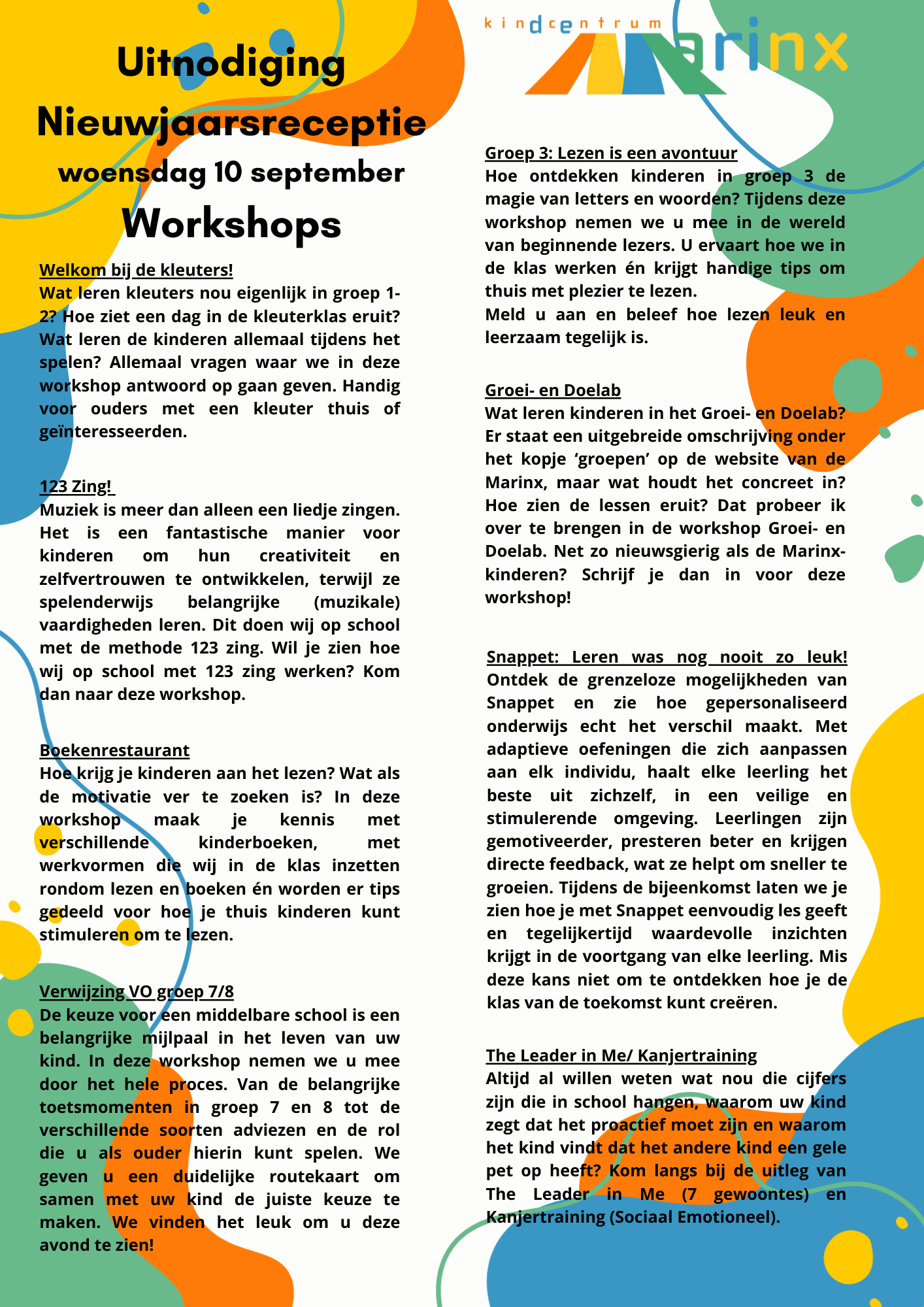 Uitnodiging: Nieuwjaarsreceptie KC De Marinx